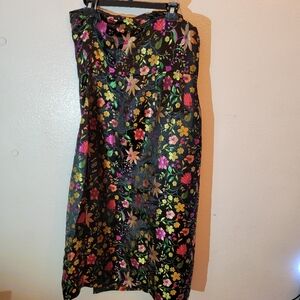 Lulus black satin floral dress